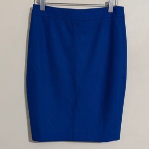 NWT J. Crew Classic Pencil Wool Blend Lined Skirt Blue size 0 Office Winter Chic